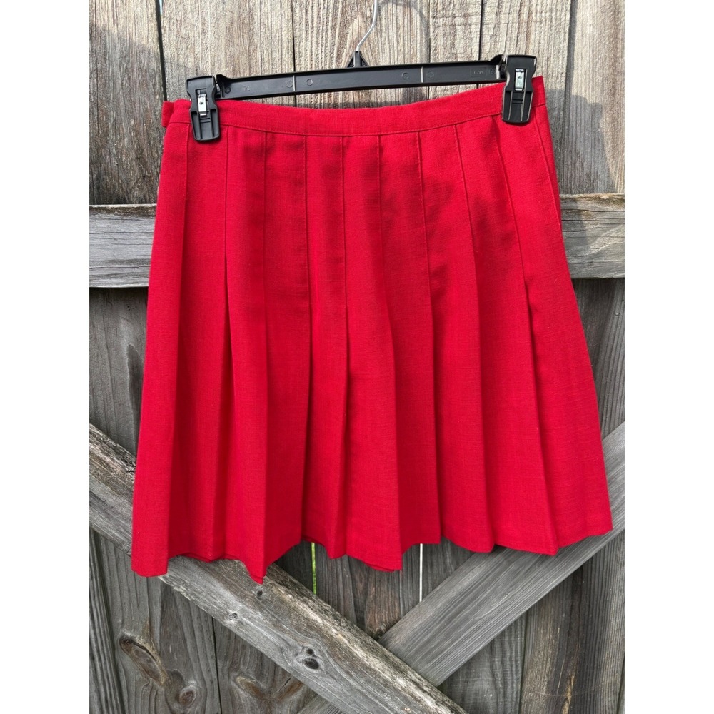 Briggs New York Red Pleated Mini Skirt Vintage Preppy Schoolgirl‎ SZ 14 Made USA